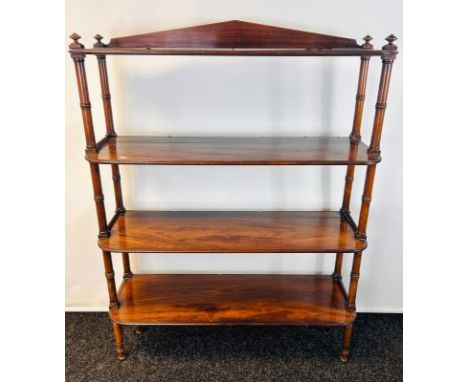 19th century four tier shelf, raised on supported on turned columns [in need of attention] [138x98c32cm]