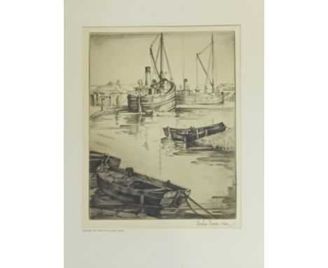 A. NairnOriginal etching titled '' Lighters on Forth and Clyde Canal'', signed and dated 1924.[Frame 58x46cm]