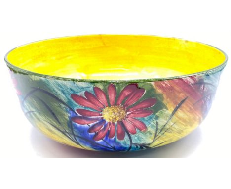 Wemyss Ware 218 Jazzy pattern large bowl with yellow glaze interiorDiameter - 23cm