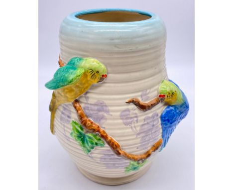 Clarice Cliff Budgerigar vase, numbered 778 and printed makers mark to the baseHeight - 21cm