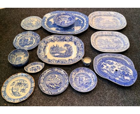 A collection of blue &amp; white ware to include Copeland Spode, Bosphorus, Original Bohemia etc