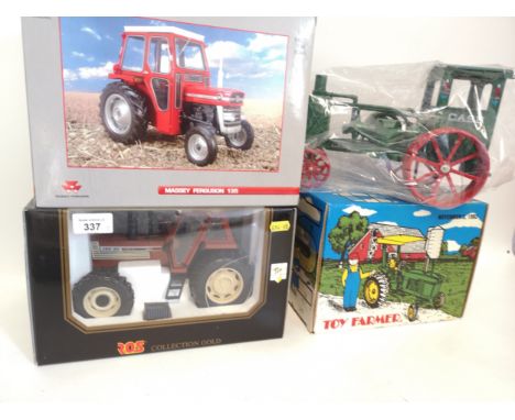 Collection of Scale model Tractors to include, Massey Ferguson, Case, and The Toy Farmer dated November 5 1993.
