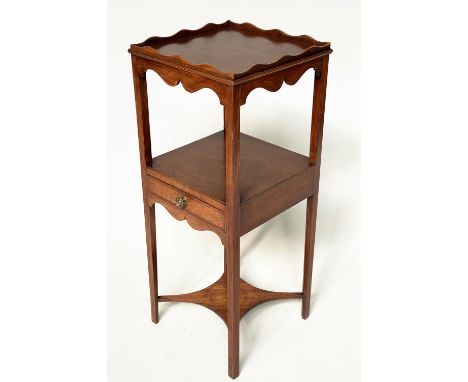 NIGHT STAND/LAMP TABLE, George III mahogany with gallery, drawer and undertier, 30cm x 30cm x  80cm H. 