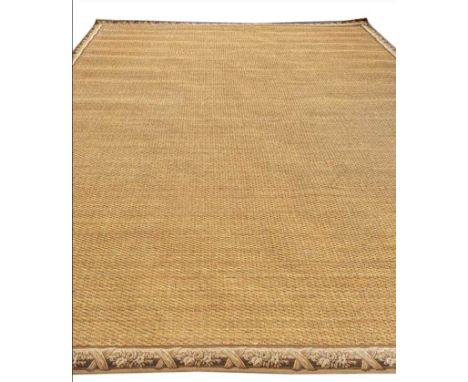 JUTE CARPET, 400cm x 300cm, tapestry style border. 