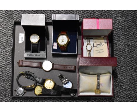 A selection of wrist watches including Pulsar, Ascot, Accurist, Sekonda Rotary etc