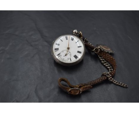 A Victorian silver key wound pocket watch bearing no:8119 to mechanism having Roman numeral dial with subsidiary seconds to w