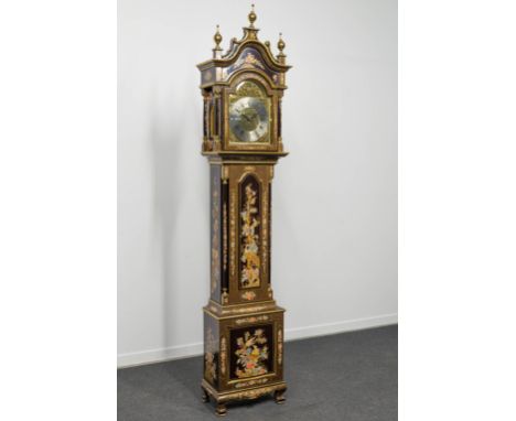 A standing clock with hand-painted decor, made in Portugal, the second half of the 20th century. (28 x 54 x 250 cm)