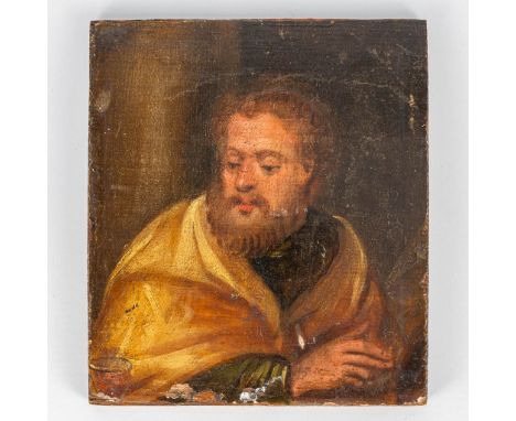 A portrait of an apostel, oil on panel, 18th century. (0,5 x 15,5 x 17,5 cm)