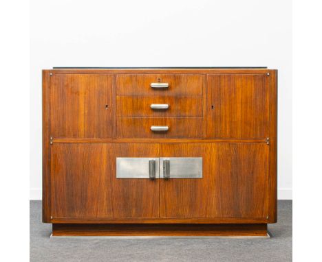 DOMINIQUE (XX) a sideboard made in art deco style and marked 'Maison Dominique'. Finished with black marble and chrome elemen