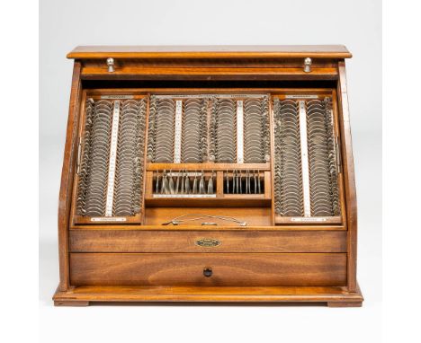 A Collection of Trial Lens boxes for opticians in a wood box marked 'Van Hopplynus Bruxelles'. First half of the 20th Century