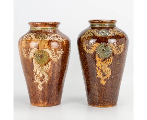 A pair of vases in Flemish Earthenware and with monogram MPT for Armand Maes Platteau, Torhout. The first half of the 20th ce