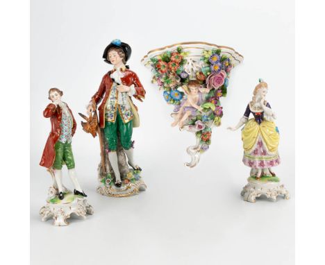 A collection of 4 figurines made of porcelain, marked Sitzendorf. The first half of the 20th century. (24 x 8 cm)