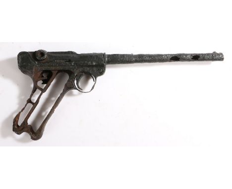 Relic First World War German Lange Pistole 08 (Artillery Luger Pistol), vendor states that the item was recovered from the ba