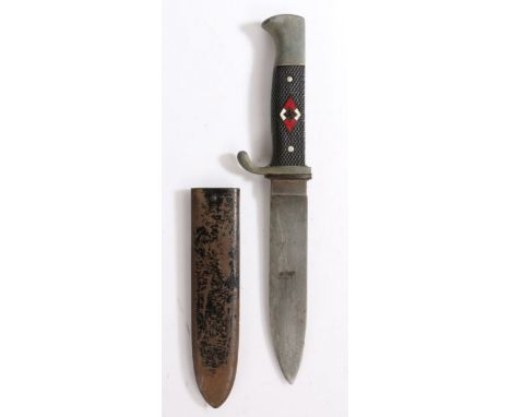 German Third Reich Hitlerjugend fahrtenmesser (Hitler Youth Knife) a well used knife with RZM number M7/118 on reverse of bla