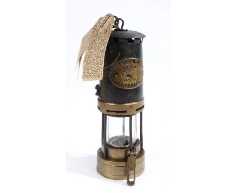 Early 20th century Miners Safety lamp by Thomas &amp; Williams, Abedare, label states this lamp formed part of a collection o