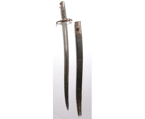 British 1856 Pattern Yataghan Sword Bayonet, maker (rubbed) to one side of ricasso, the number '78' or '79' to the other, Enf