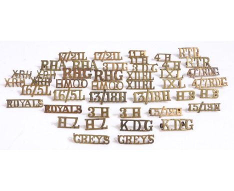 Collection of British army brass shoulder titles to Cavalry/Yeomanry/Armoured Regiments, all in pairs including 3rd Hussars, 