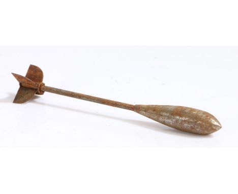 First World War British Flechette Aerial Dart, 'Bristol Pattern' example with weighted end, thin shaft, and four fins, used b