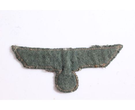 Second World War German Army Breast Eagle, Bevo Weave, removed from uniform, the badge was brought back from the war in 1945 
