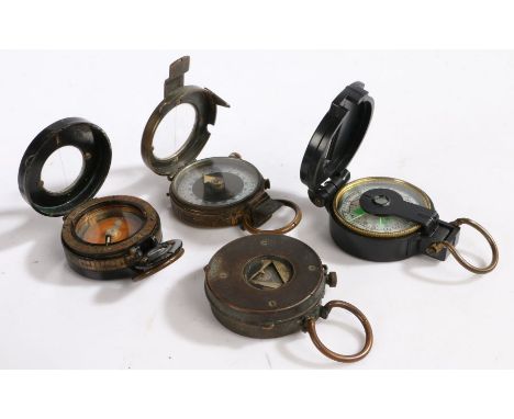 First World War Mordan &amp; Co marching compass dated 1918, together with another WW1 compass by F. Barker &amp; Son, anothe