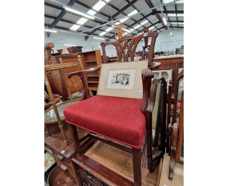 A GEROGIAN MAHOGANY ARMCHAIR IN THE CHIPPENDALE TASTE