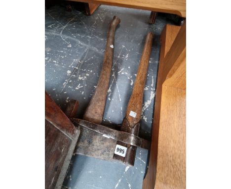 A MILITARY 1944 PIX AXE AND A FELLING AXE.