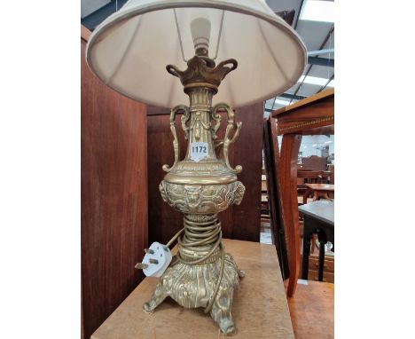 A BRASS TABLE LAMP 