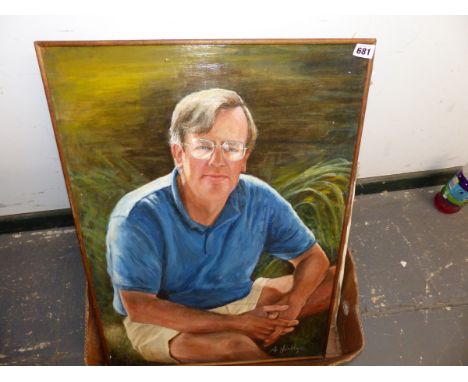 A JOLLYE 20thC OIL ON BOARD PORTRAIT OF A SEATED GENTLEMAN TOGETHER WITH OTHER OILS ON CANVAS AND BOARD, MOSTLY UNFRAMED BY T