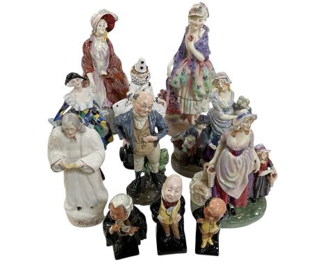 ROYAL DOULTON; a group of ten porcelain figures, including 'Harlequinade', 'Pierrette', 'London Cry', 'Phyllis', 'The Paisley