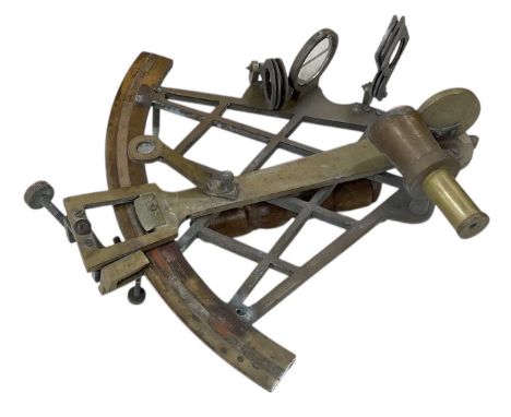 An early 20th century brass marine ship's sextant, 28 x 30cm, unboxed.