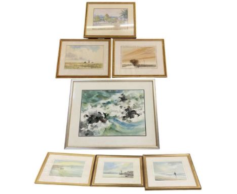 † PETER TOMS (born 1940); watercolour, 'Fading Light', signed lower left and inscribed with title verso, 23 x 34cm, framed an