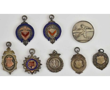A collection of eight early 20th century and later football medals, including Bristol &amp; District Football League 1938-193