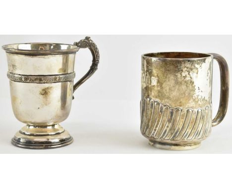 ALWRIGHT &amp; MARSHALL LTD; a George V hallmarked silver christening mug, Dublin 1922, height 8.5cm, width 8.5cm, and a furt