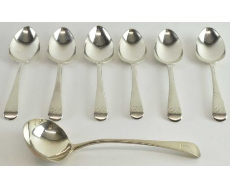WILLIAM ELLERBY; a set of six George III hallmarked silver dessert spoons, London 1815, and a George III hallmarked silver so