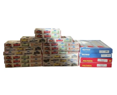 WALTHERS; a collection of twenty boxed HO gauge 'Golden Age, Transition, Diesel Era' carriages and locomotives, including 'AD