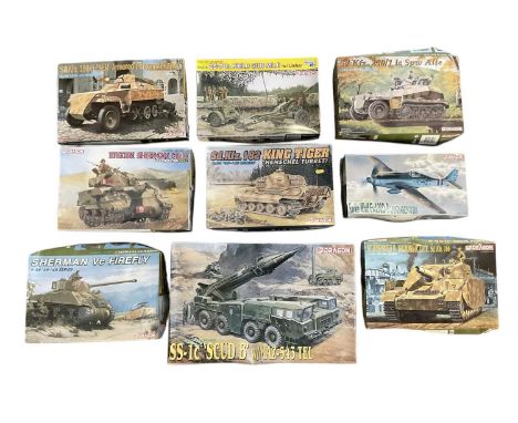 DRAGON; six 1:35 scale model tank kits, including 'SD.KFZ.182 King Tiger', 'SD.KFZ.250/1, NEU Armored Personnel Carrier', 'Sh
