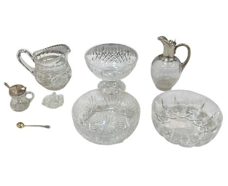 GOLDSMITHS &amp; SILVERSMITHS CO LTD; an Edward VII hallmarked silver topped claret jug, London 1901, height 21cm, a George I