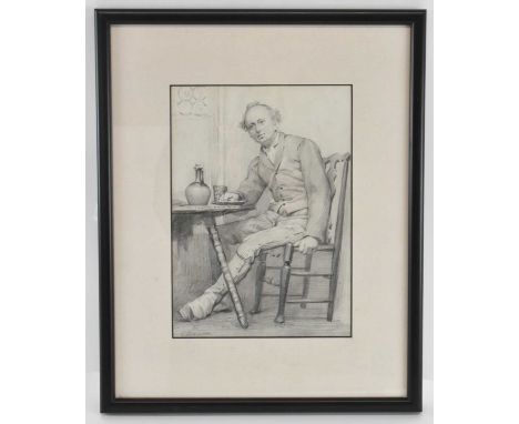† CHARLES SPENCELAYH (1865-1958); a pencil drawing, 'Man Seated at a Desk', signed lower left, 25 x 17.5cm, framed and glazed