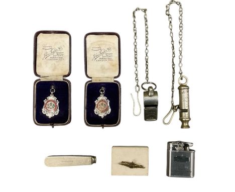 Various railway related collectables comprising an LMS Acme 'Thunderer' whistle, marked 'LMS', two London Midland and Scottis