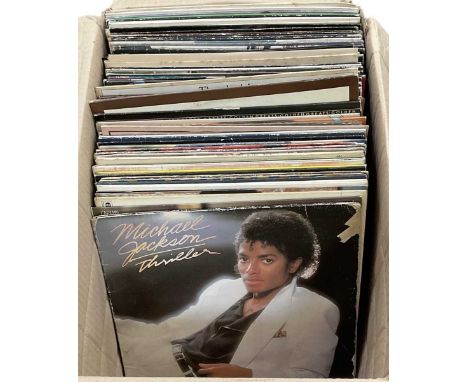 A collection of approximately sixty records and albums including James Gong, Michael Jackson, Elvis Presley, signed Captain S