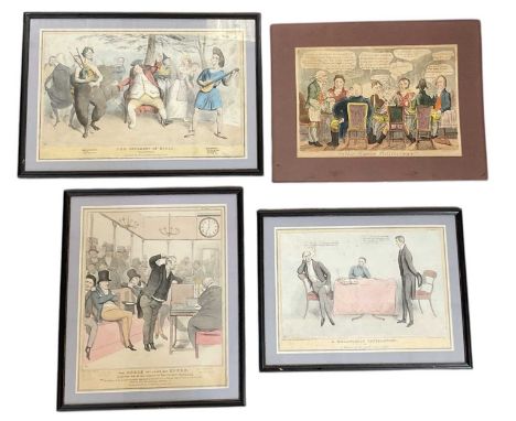 JOHN DOYLE; a set of three 19th century caricature prints, comprising 'A Melancholy Consolation', 'The House Wot Keeps Bad Ho