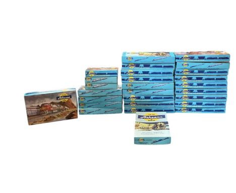 ATHEARN TRAINS; a collection of twenty-seven HO gauge locomotives and carriages, including 'SW1500 Power BNSF', etc (27).