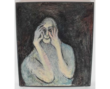 † LISA CARTER; an abstract oil on canvas, 'Dentist', signed and dated 1982 verso, 86.5 x 75.5cm, framed.