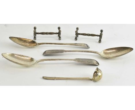 JONATHAN PERKINS I; a George III hallmarked silver tablespoon, London 1797, length 21.5cm, a William IV hallmarked silver tab