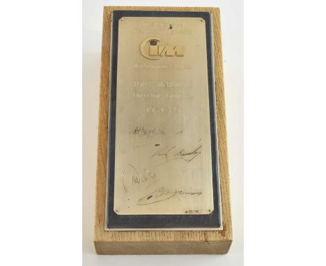 An Elizabeth II hallmarked silver mounted trophy, 'The Chartered Institute of Marketing, Marketing Means Business', awarded t
