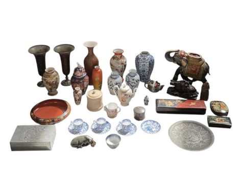 A large quantity of assorted Oriental ceramics and collectors' items, including a Japanese Satsuma baluster form vase, height