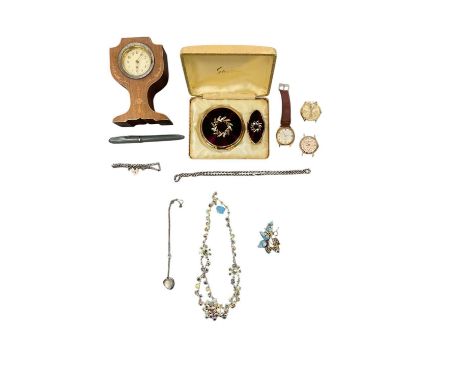 A quantity of costume jewellery including a silver locket and chain, silver gate bracelet and heart shaped padlock clasp, sil