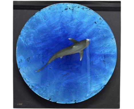 † NICK ONEILL; a glazed limited edition artist's proof mixed media, 'The Great Blue', numbered 1/10 lower left, with certific