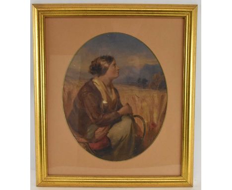 JAMES HENRY MOLE (1814-1886); an oval watercolour of a seated lady, 31.5 x 25.5cm, framed and glazed.Condition Report: This p