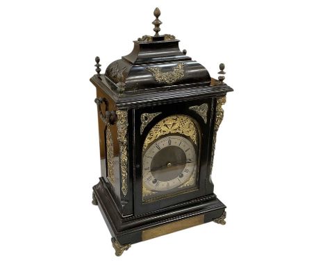 CAMERER CUSS &amp; CO OF 54-56 NEW OXFORD STREET, LONDON; a good late Victorian ebonised gilt metal mounted mantel clock, the